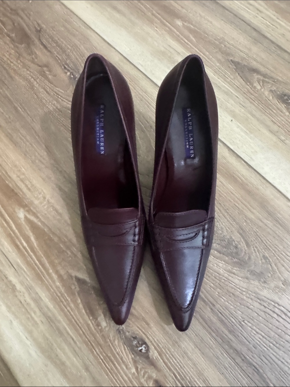 Ralph Lauren Women’s Burgundy Pointed-Toe stiletto Loafers